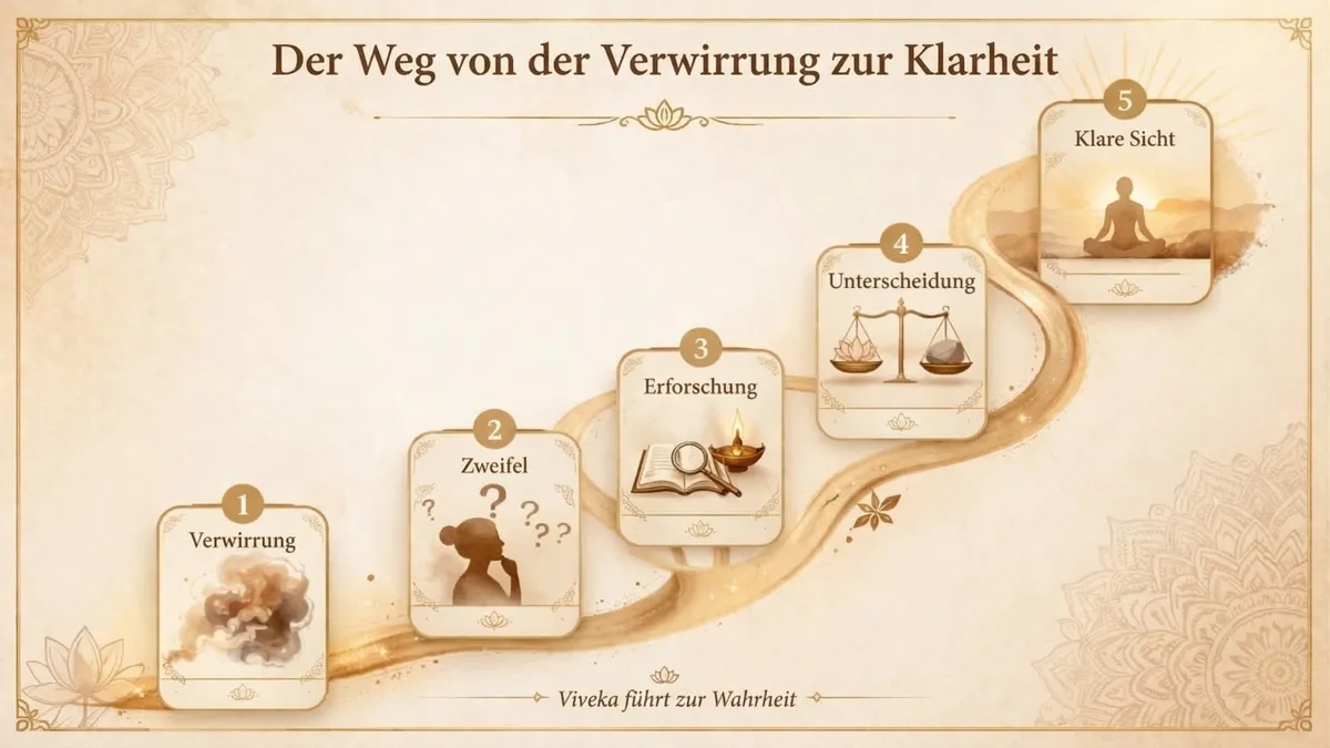Infografik: Der Weg von der Verwirrung zur Klarheit in der Viveka-Praxis