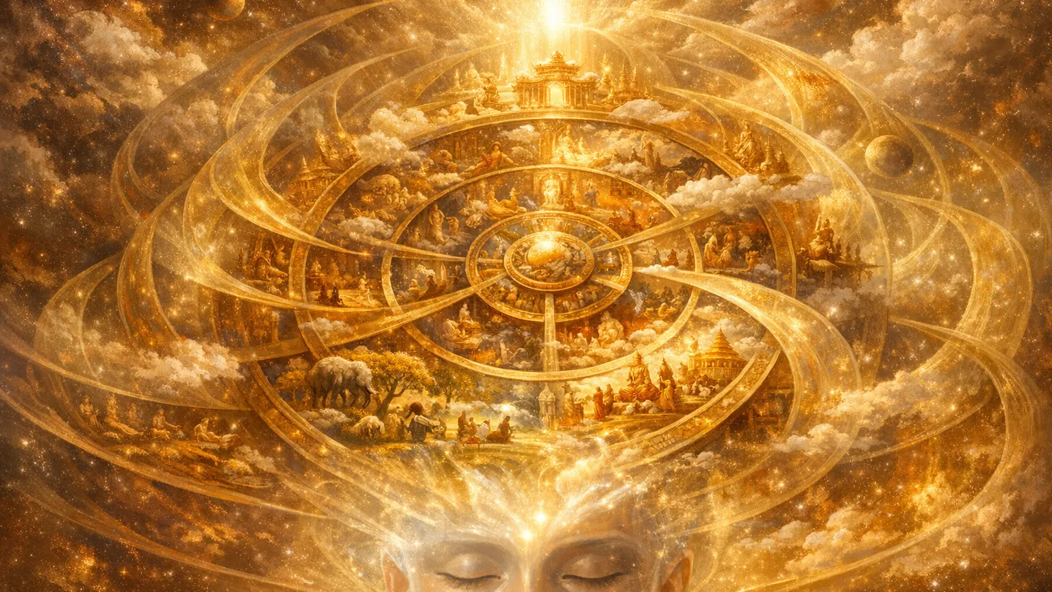 A voluminous wheel of samsara arising from the mind and world tendencies
