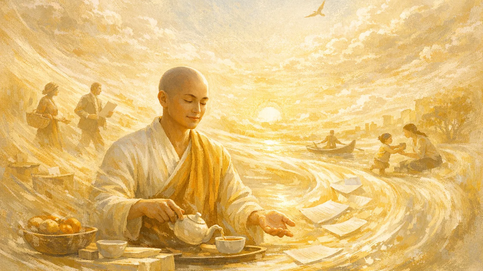 Performing dharma without attachment as action in the world with inner freedom